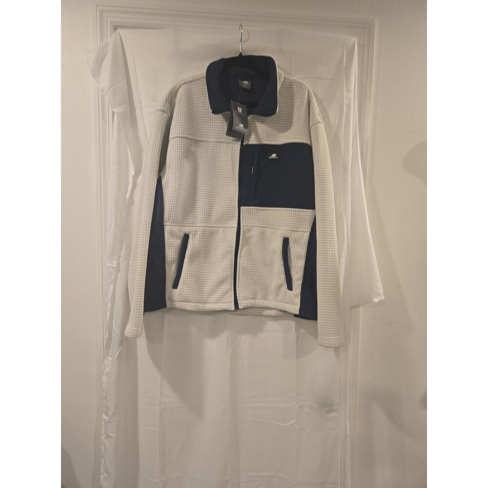 New Balance All Terrain Grid Fleece Full-Zip Jacket - Men's XL Cream/Navy